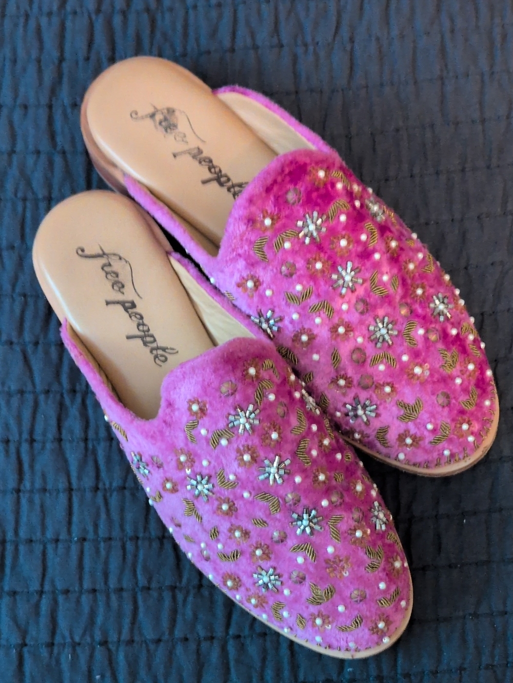 Free People Dancing Queen Velvet Mules Sz.39